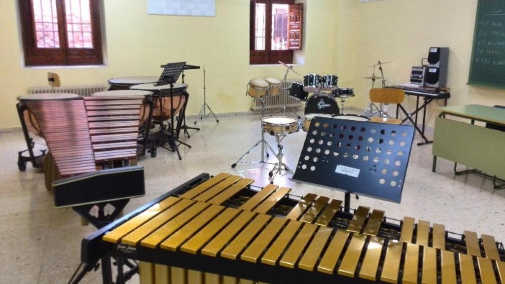 El aula de percusión de un conservatorio de música.