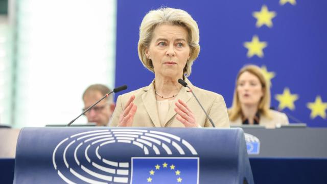 La presidenta Ursula von der Leyen, durante su última intervención en el pleno de la Eurocámara en Estrasburgo