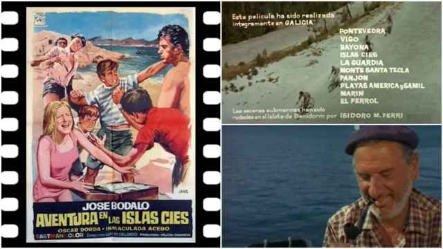 Cartel y fotogramas de ‘Aventuras en las islas Cíes’.