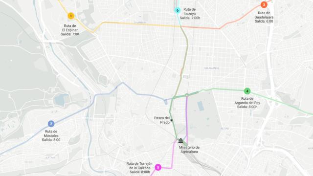 Mapa con el recorrido de las 'tractoradas'.