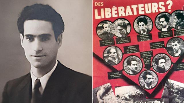 Celestino Alfonso junto a una imagen del cartel rojo