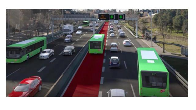 Recreación realizada por el Gobierno de España sobre cómo quedará el carril BUS-VAO de la A-2