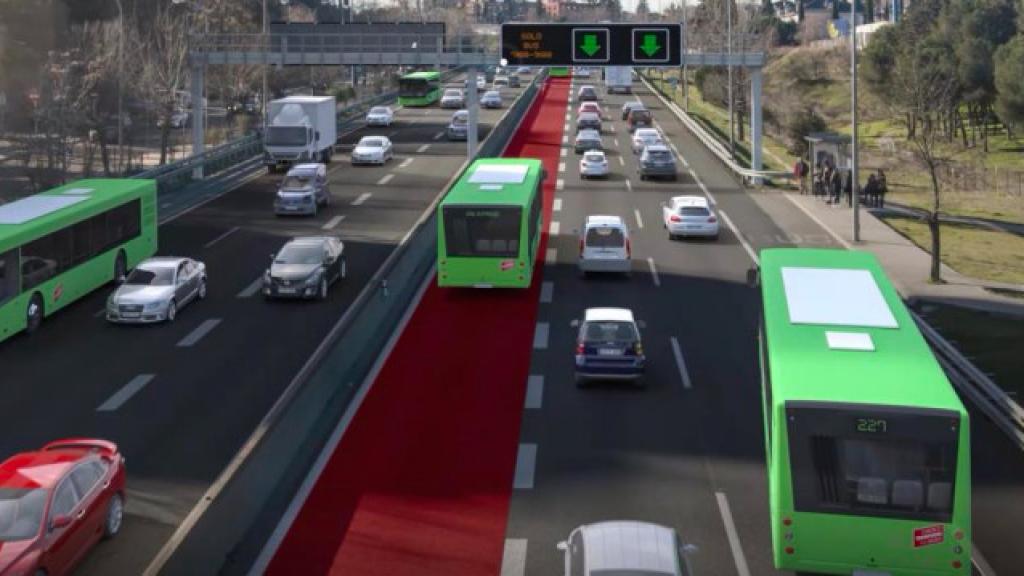 Recreación realizada por el Gobierno de España sobre cómo quedará el carril BUS-VAO de la A-2