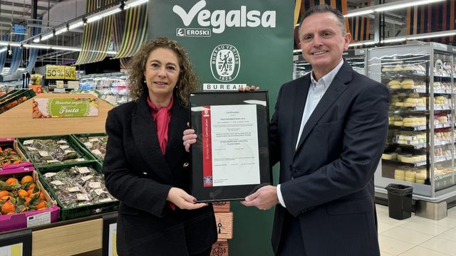 Vegalsa-Eroski obtiene el certificado de desperdicio alimentario de Bureau Veritas.