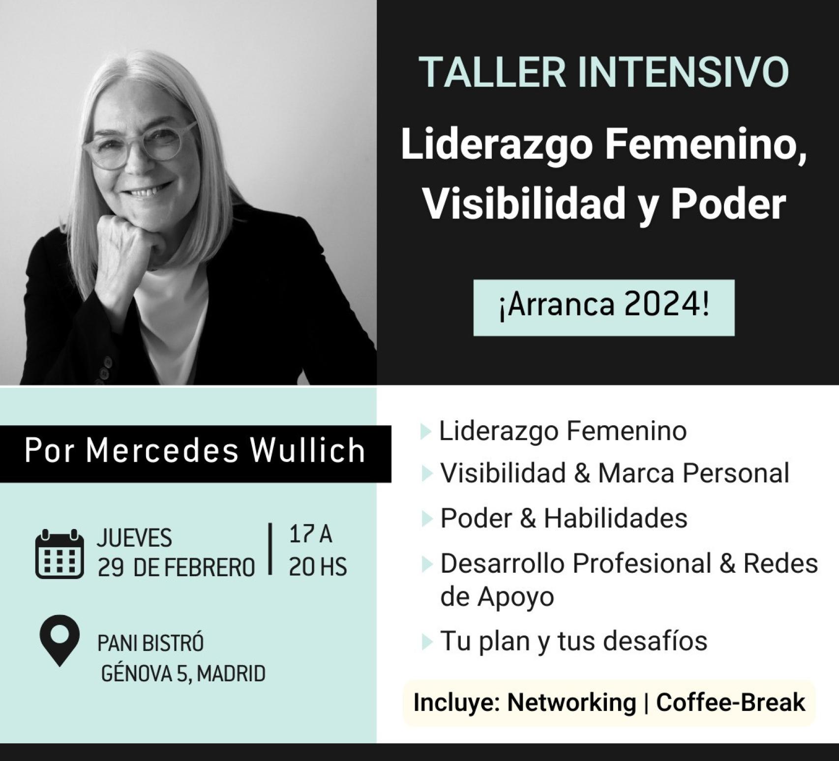 Cartel del taller de liderazgo de Mercedes Wullich.