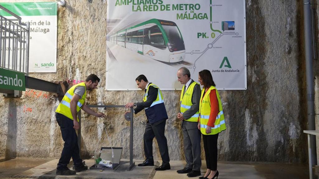 Acto de primera piedra de la obra del Metro de Málaga al Civil.