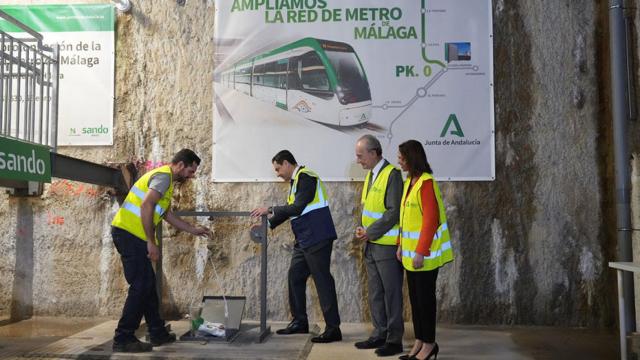 Acto de primera piedra de la obra del Metro de Málaga al Civil.