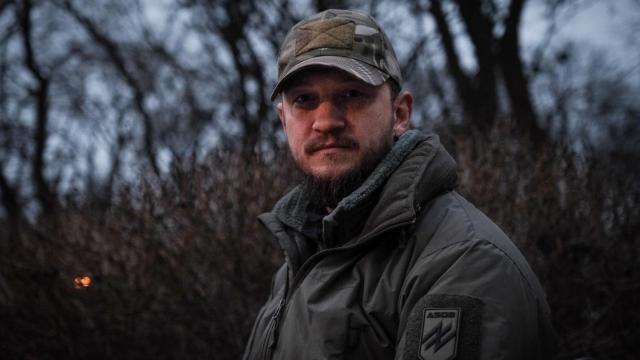 Volodimir Kozlov, comandante ucraniano de la 12ª Brigada Azov, en Kramatorsk.