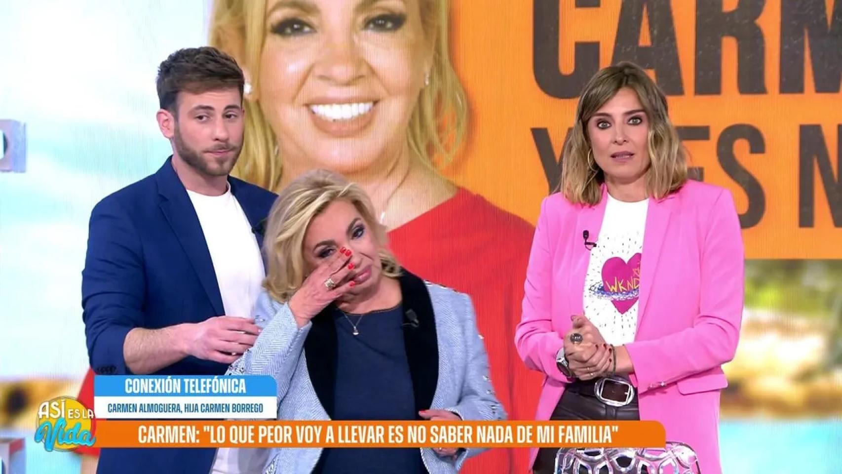 Carmen Borrego rompe a llorar en 'Así es la vida' tras confirmarse que concursará en 'Supervivientes 2024'