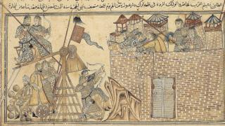 Miniatura islámica que muestra un asedio mongol en el siglo XIV.
