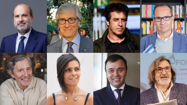 De arriba abajo y de izquierda derecha: Javier Bardaji, Jordi Gutierrez, Emilio Morenatti, David Jiménez, Jesús Álvarez, Esther Paniagua, Jesús Arroyo y Arturo Larena.
