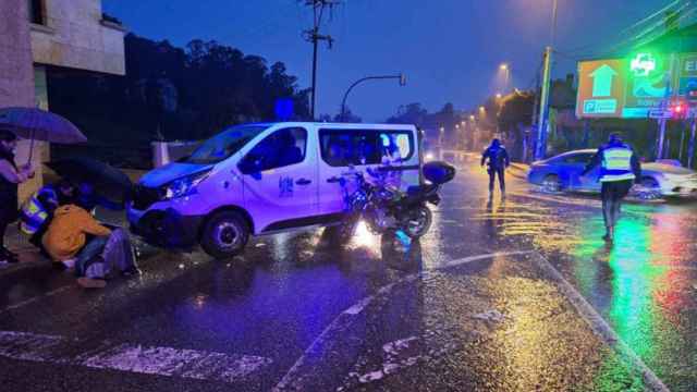 Imagen del accidente en el el que resultó herido grave un motorista.