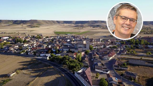 Imagen aérea de Valoria La Buena y su alcalde, Francisco Javier Calvo Rueda