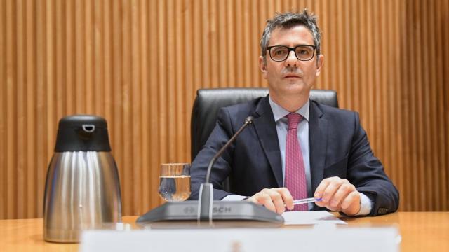 ministro de la Presidencia, Justicia y Relaciones con las Cortes, Félix Bolaños, durante el acto de presentación del sello del Grupo Social ONCE, este miércoles en el Congreso de los Diputados.
