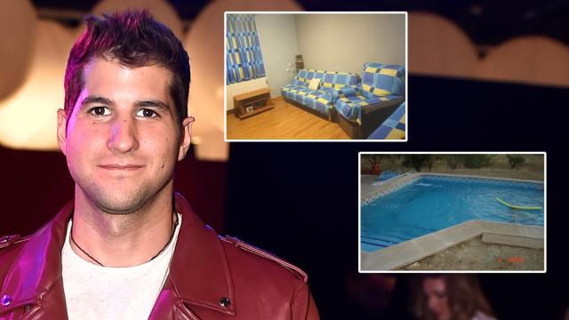 El empresario Julián Contreras junto a dos imágenes de su nueva casa en Cuenca en un fotomontaje de EL ESPAÑOL.