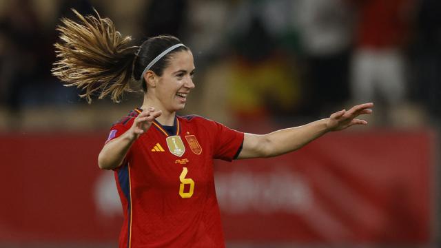 Aitana Bonmatí celebra el primer gol del partido ante Francia.