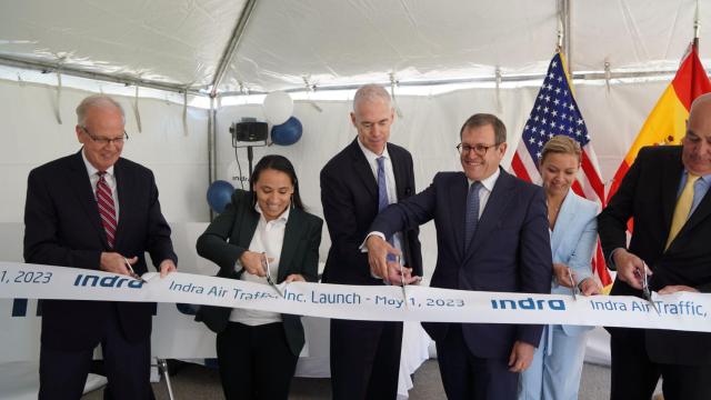 Acto de puesta en marcha de Indra Air Traffic en Estados Unidos el 1 de mayo de 2023 en Overland Park, Kansas.
