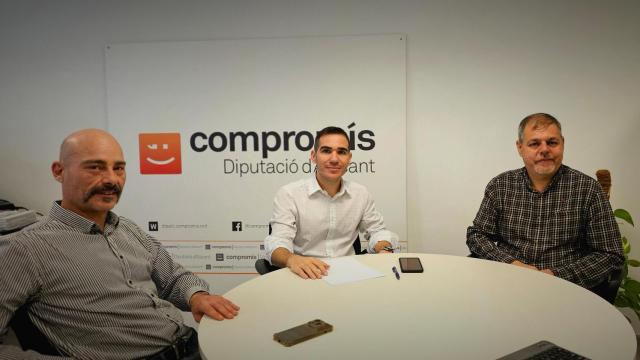 Txema Guijarro, Ximo Perles y Víctor Domínguez, en un encuentro el pasado 16 de febrero.