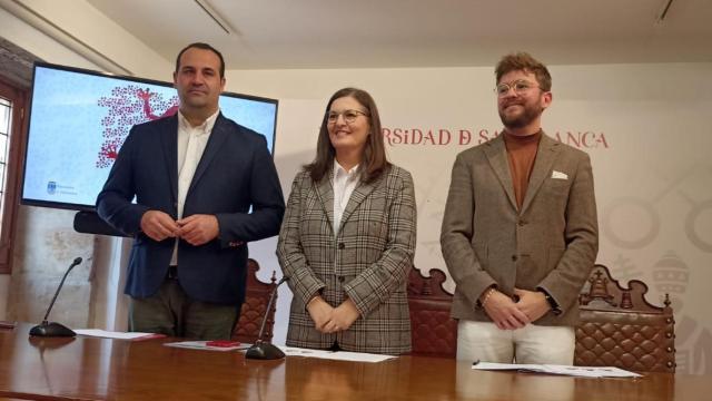 David Mingo, María José Rodríguez y Francisco Javier Rubio, en la Universidad de Salamanca