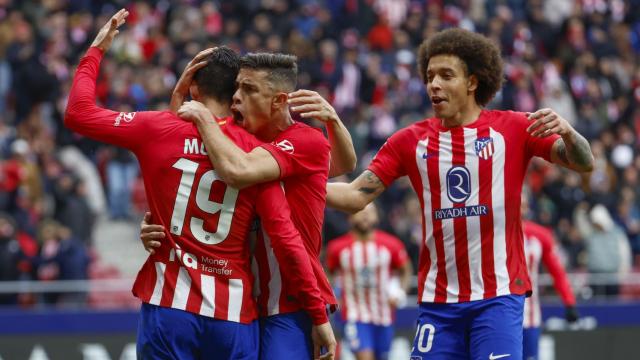Los jugadores del Atlético de Madrid celebran un gol.