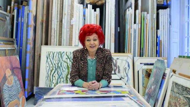 Juana de Aizpuru en el almacén de la galería. Foto: José Verdugo