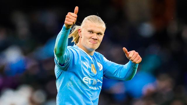 Haaland celebra un gol con el Manchester City