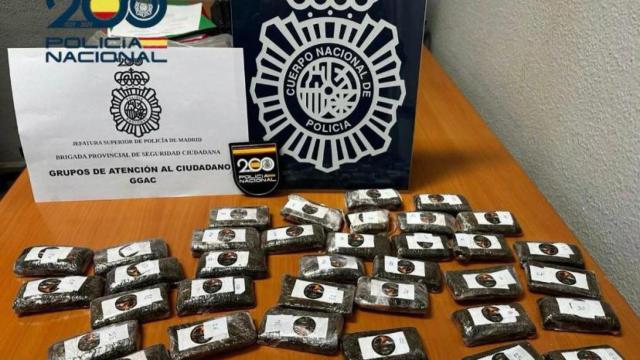 Los paquetes de hachís interceptados por la Policía.