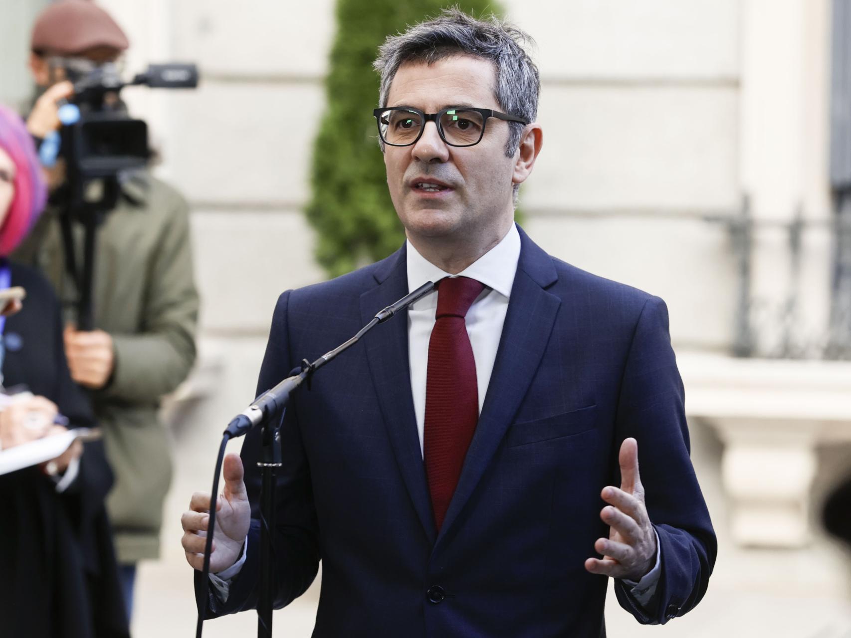 El ministro de Presidencia, Justicia y Relaciones con la Cortes, Félix Bolaños,, este jueves en el Congreso.