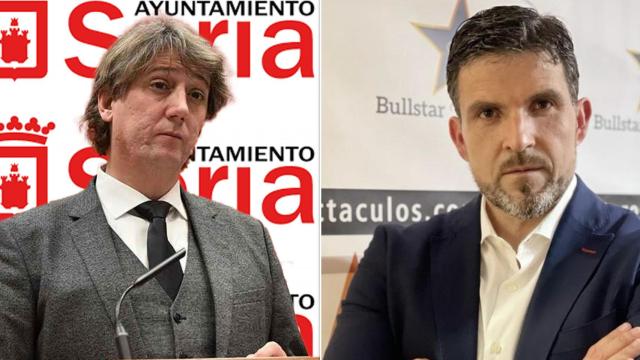 El alcalde de Soria, Carlos Martínez Mínguez, y Juan Antonio Medina, de Bullstar Espectáculos