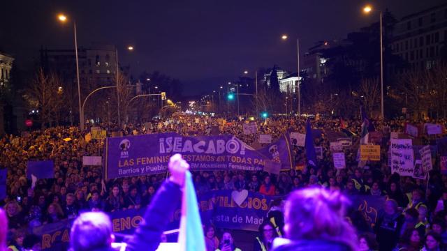 La cabecera de la manifestación de la Comisión 8-M.
