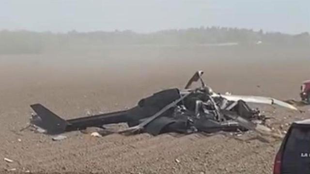 El helicóptero accidentado en La Grulla.