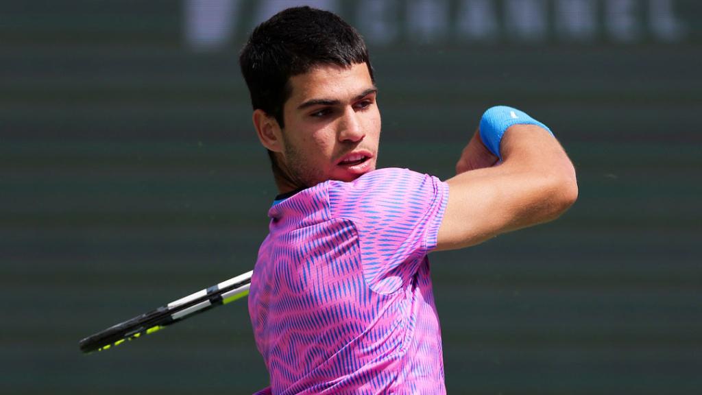 Alcaraz, en su partido de Indian Wells.