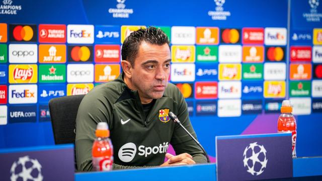 Xavi, en la rueda de prensa previa al Nápoles.