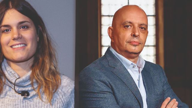 La escritora Elvira Sastre y Juan Antonio González Iglesias.