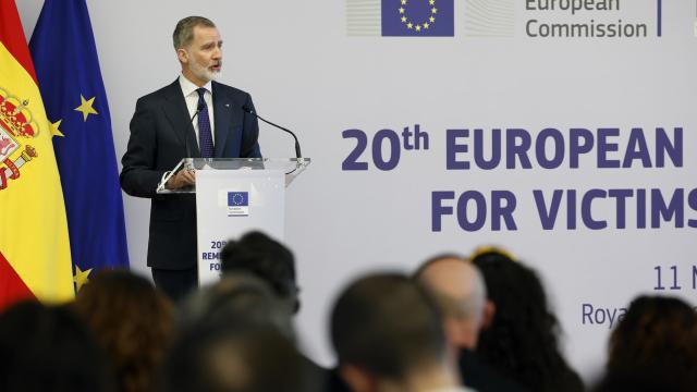 El Rey este lunes durante el acto conmemorativo del Día Europeo de las Víctimas del Terrorismo.