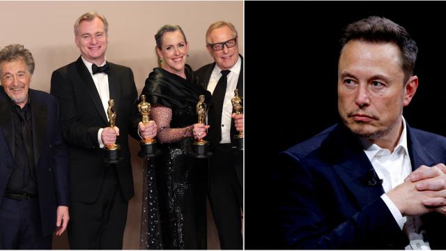 Al Pacino, el equipo de la película de Oppenheimer con Christopher Nolan y Elon Musk