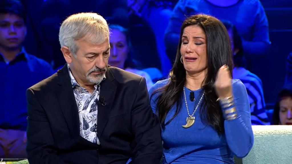 Ana, la mujer de Ángel Cristo Jr., rompió a llorar en el plató de 'Supervivientes'.