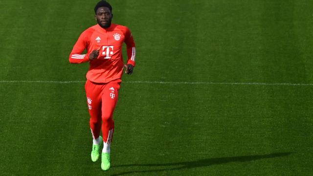 Alphonso Davies, durante un entrenamiento con el Bayern de Múnich.