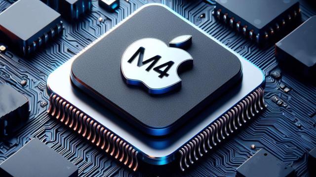 Ilustración generada por IA con la palabra 'M4' encima de un chip.