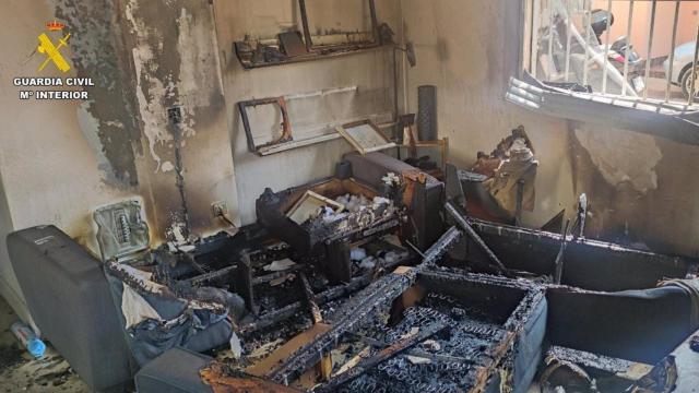 La casa, tras el incendio.
