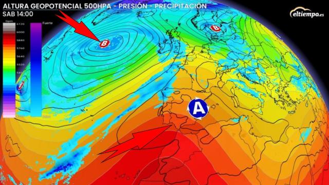El anticiclón se irá desplazando para permitir el acercamiento de bajas presiones los días previos a Semana Santa. ElTiempo.es