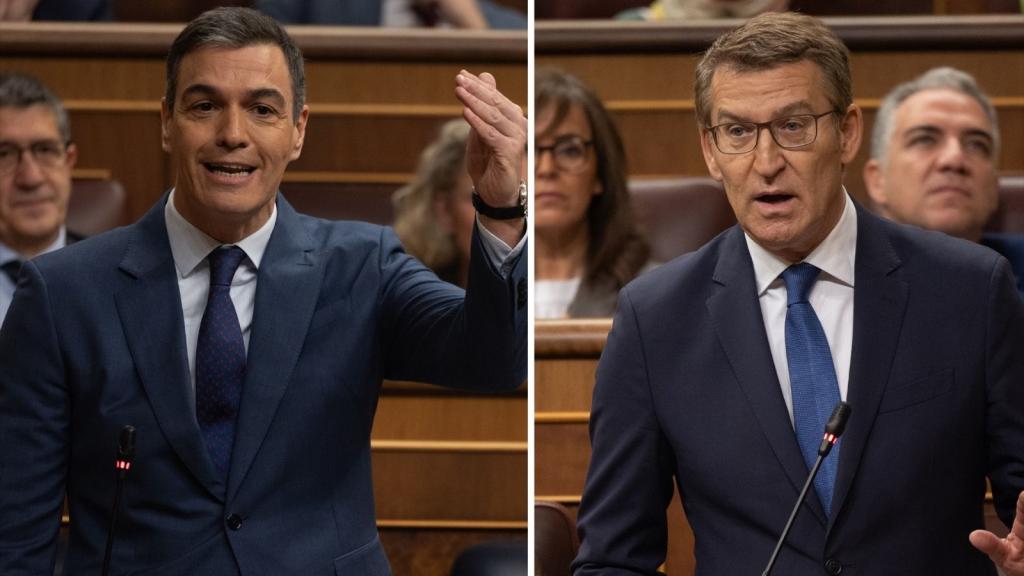 Pedro Sánchez y Alberto Núñez Feijóo, durante el bronco Pleno del Congreso hace tres semanas.