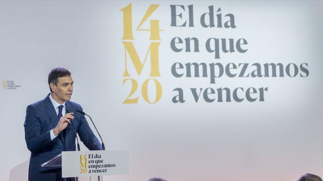 El presidente del Gobierno, Pedro Sánchez, en el acto 'El día en que empezamos a vencer', este miércoles.