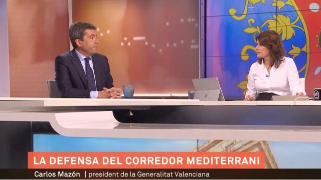 Carlos Mazón, durante su entrevista en TV3. EE