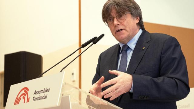 El presidente del Consell de la República, Carles Puigdemont, interviene durante la constitución de la Asamblea Territorial del Consell de la República, a 2 de marzo de 2024,