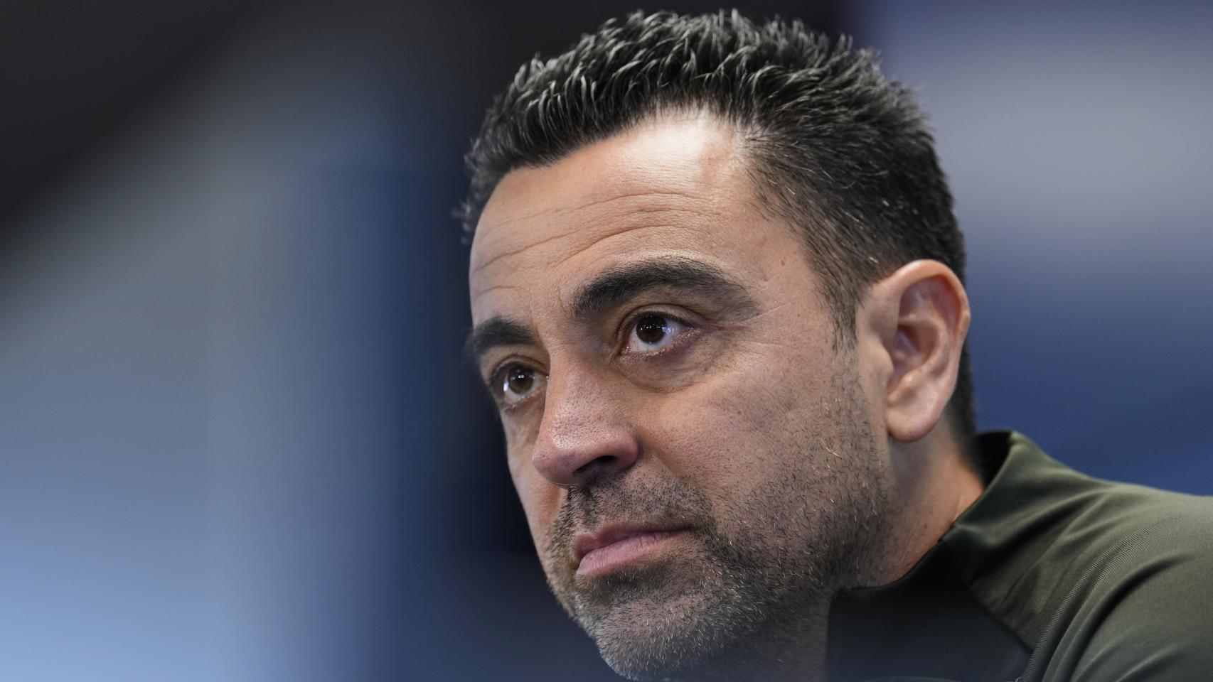 Xavi Hernández, durante una rueda de prensa del FC Barcelona