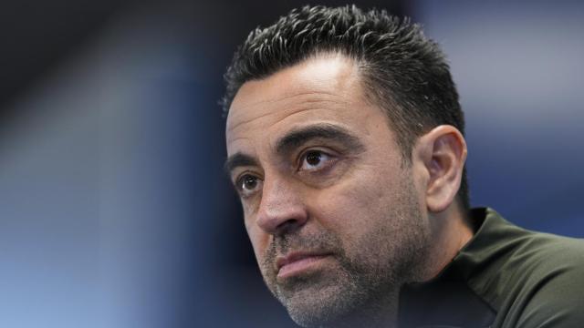 Xavi Hernández, durante una rueda de prensa del FC Barcelona