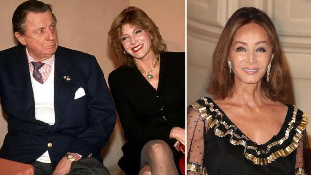 Tita Cervera junto al Barón Thyssen e Isabel Preysler en un fotomontaje de EL ESPAÑOL.