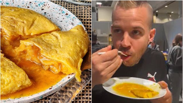 Dabiz Muñoz prueba la tortilla de Betanzos.