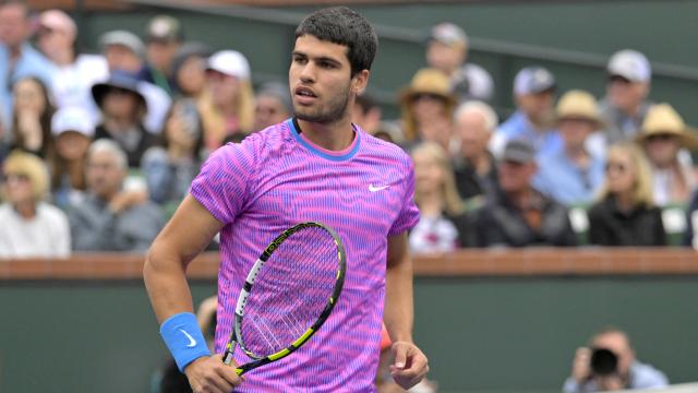 Carlos Alcaraz, durante la semifinal de Indian Wells frente a Jannik Sinner.
